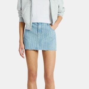 No Boundaries Light Blue Striped Mini Skirt